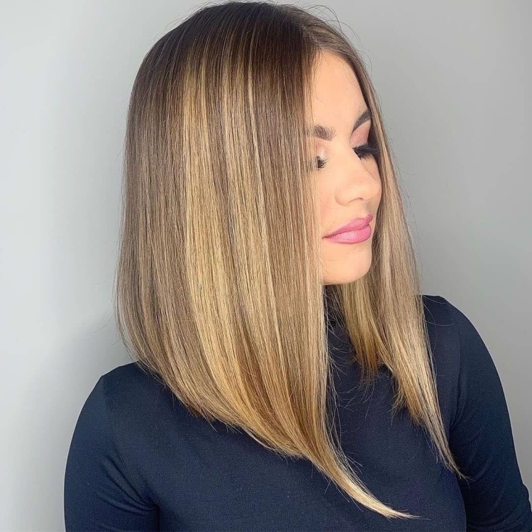 Длинное каре на русые волосы