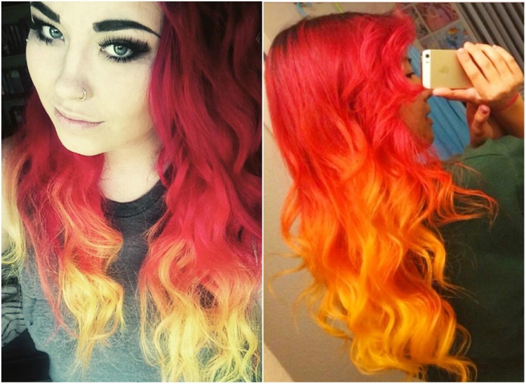 Красно желтые волосы