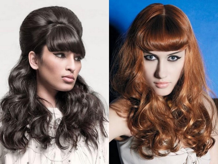 Прическа на длинные волосы с челкой