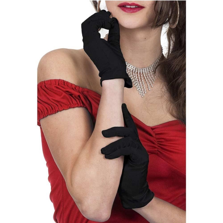 Черные короткие перчатки