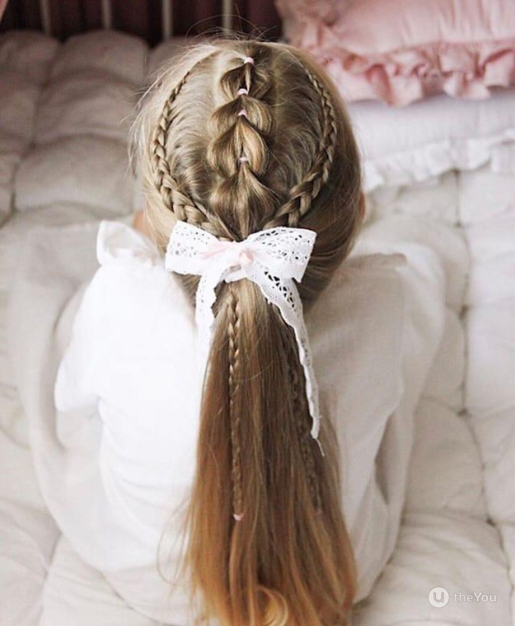 Красивые косички с челкой для девочек
