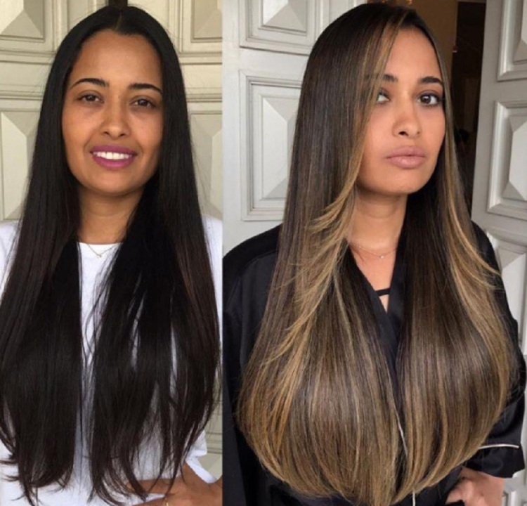 Контуринг волос на темные волосы