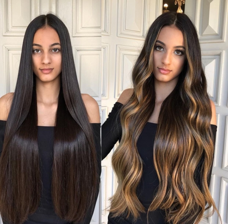 Окрашивание на темные волосы длинные прямые