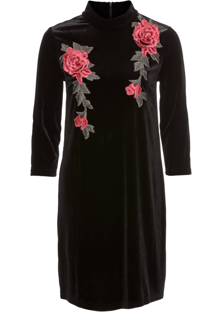 Бархатное чёрное платье Бонприкс