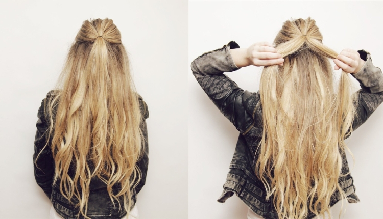 Прическа с хвостиками и распущенными волосами