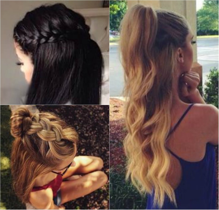 Прическа с полураспущенными волосами и пучком