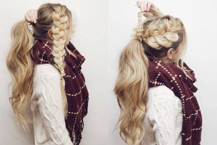 Интересный хвост на длинные волосы