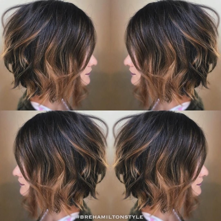 Шатуш балаяж на Боб каре с короткой косой челкой