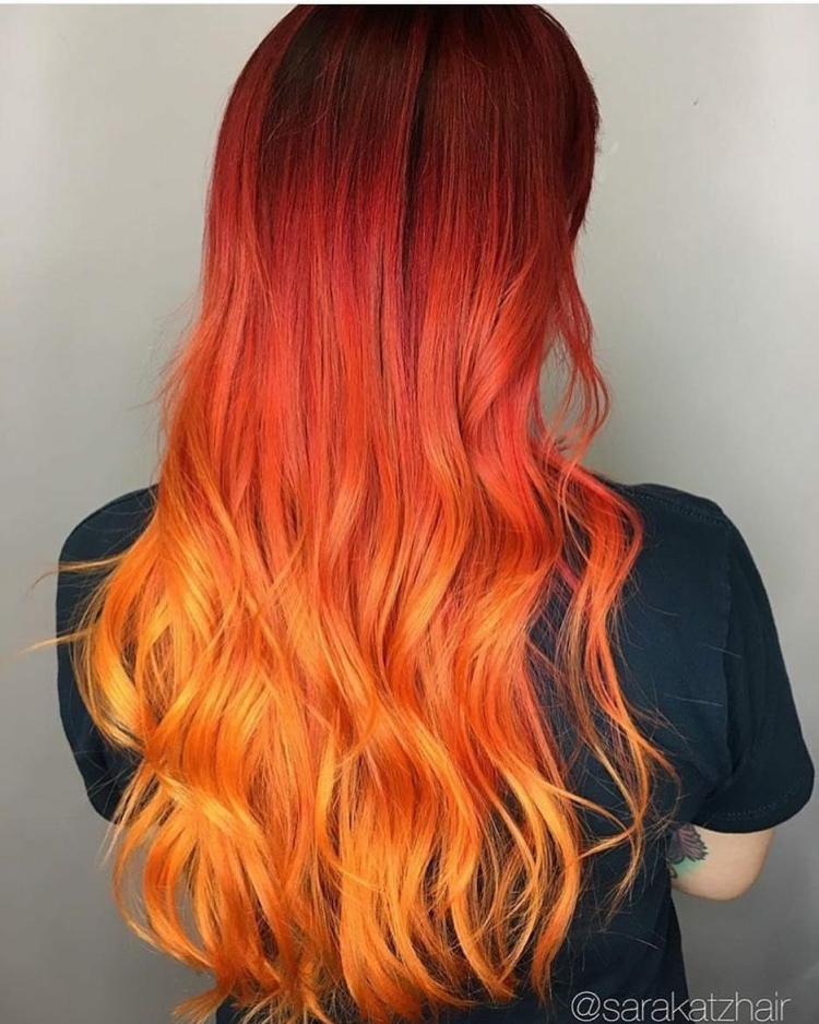 Оранжевые кончики волос