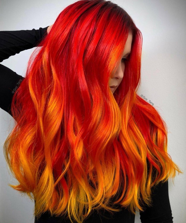 Рыжик волосы с красными кончиеами