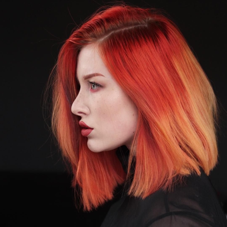 Красно рыжий цвет волос каре
