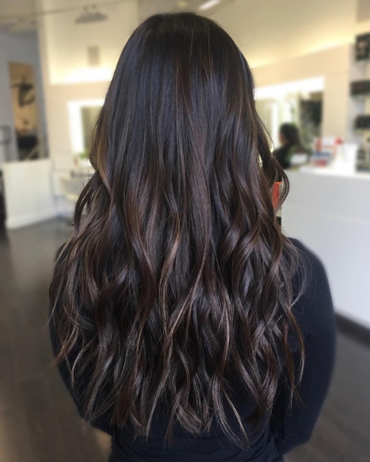 Окрашивание балаяж на темные черные волосы