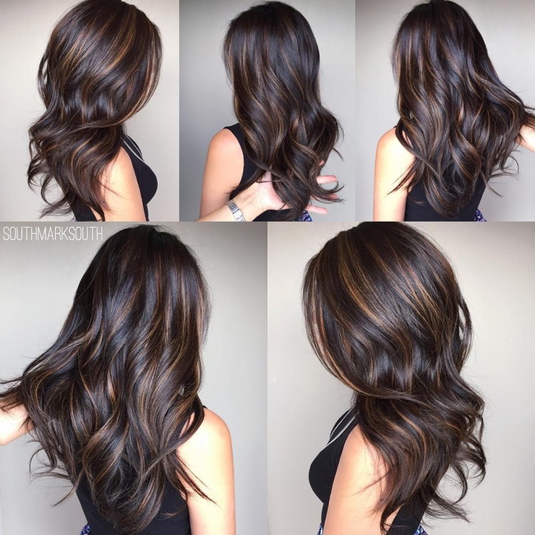 Балаяж окрашивание на темные прямые волосы