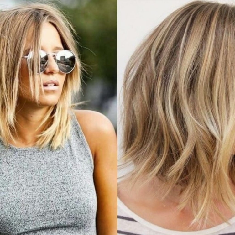 Удлинённый Боб градуированный на средние волосы