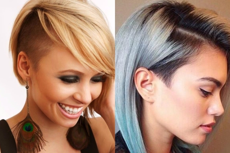 Стрижка каре на средние волосы с выбриванием