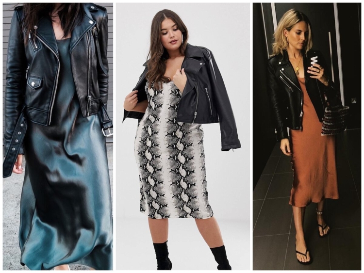 Шелковое платье с косухой