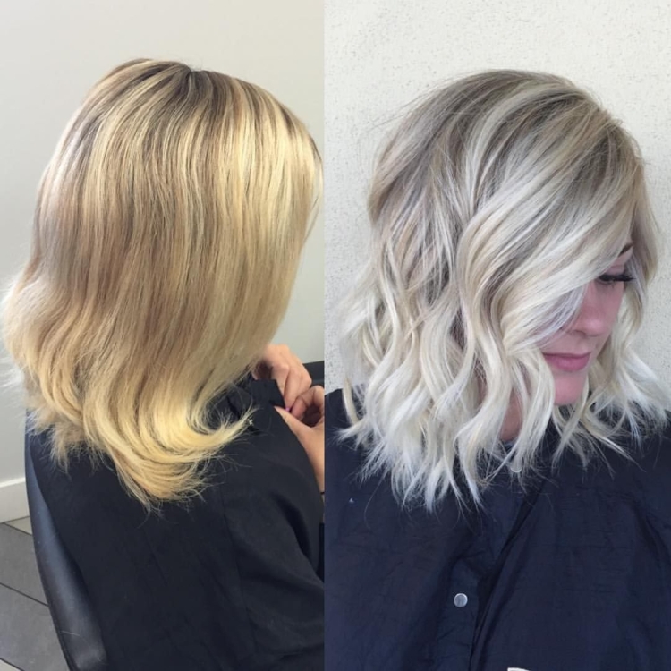 Окрашивание блонд с затемнением на короткие волосы