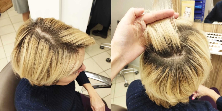 Окрашивание отросших корней волос на короткие волосы