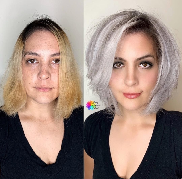 Модные стрижки до и после