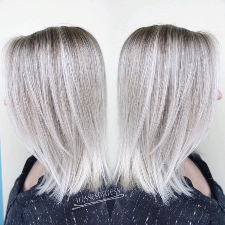 Балаяж холодный блонд каре