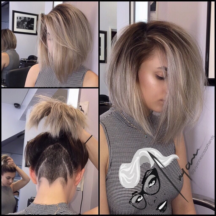 Удлиненный Боб с выбритым затылком