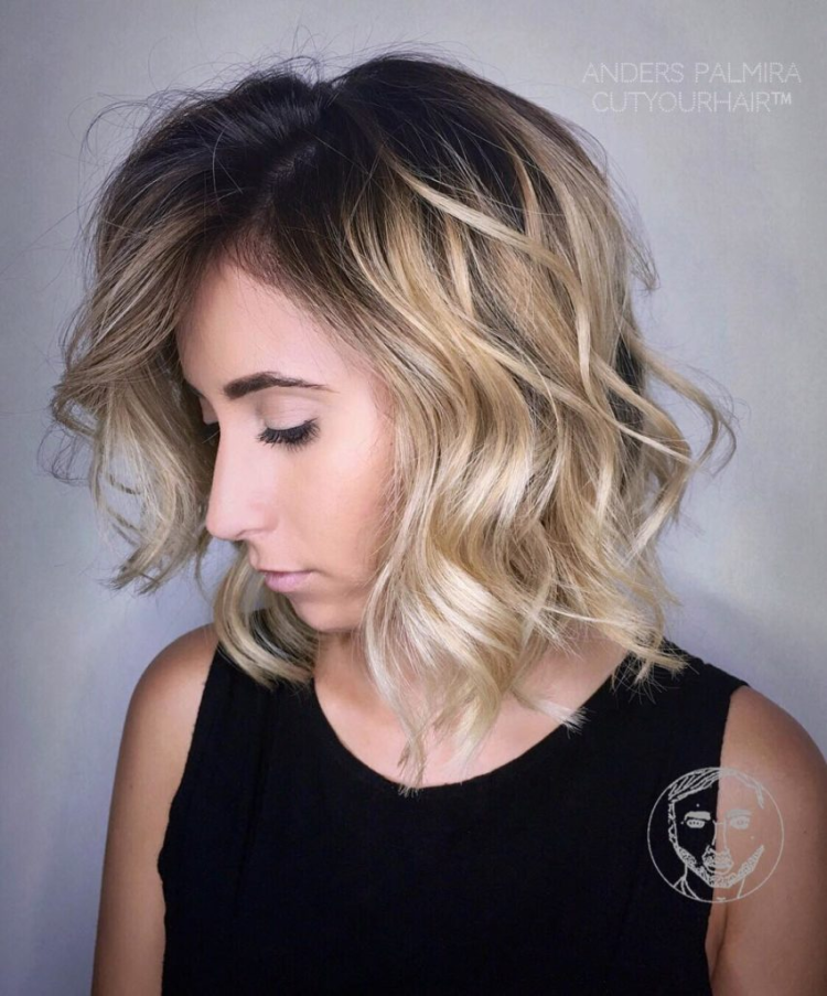 Омбре блонд каре