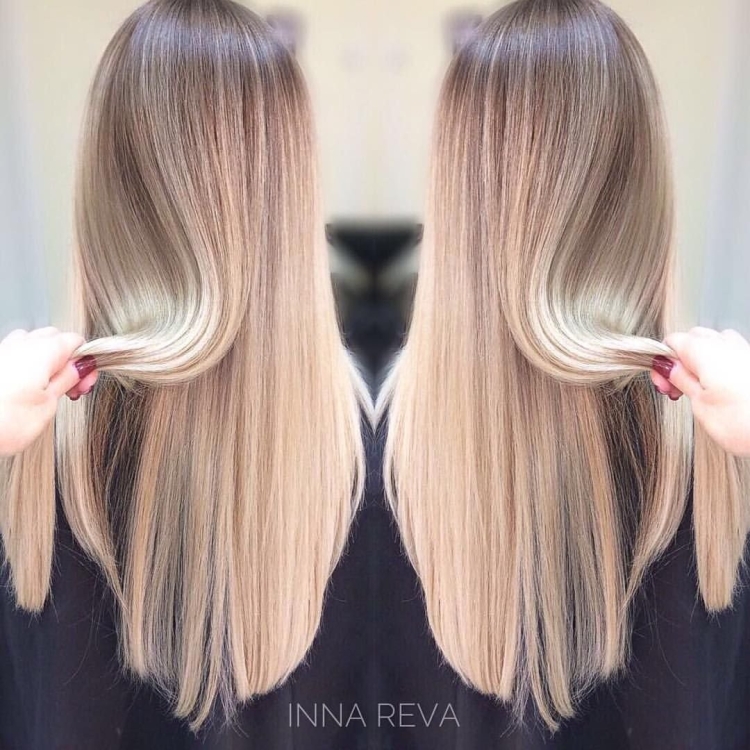 Окрашивание АИР тач на русые волосы длинные