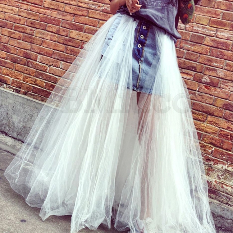 Длинная фатиновая юбка белая