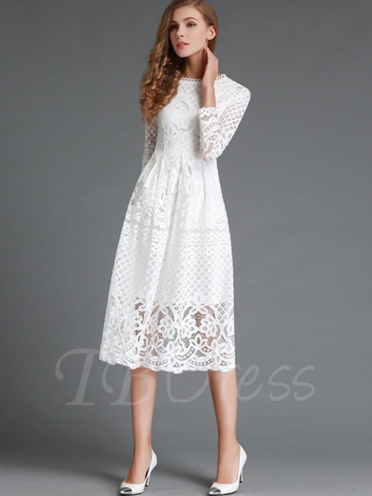 Белое платье с кружевом длинное