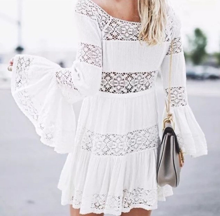 Ажурное белое летнее платье