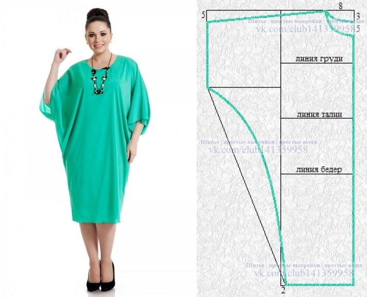 Платье простого кроя для полных