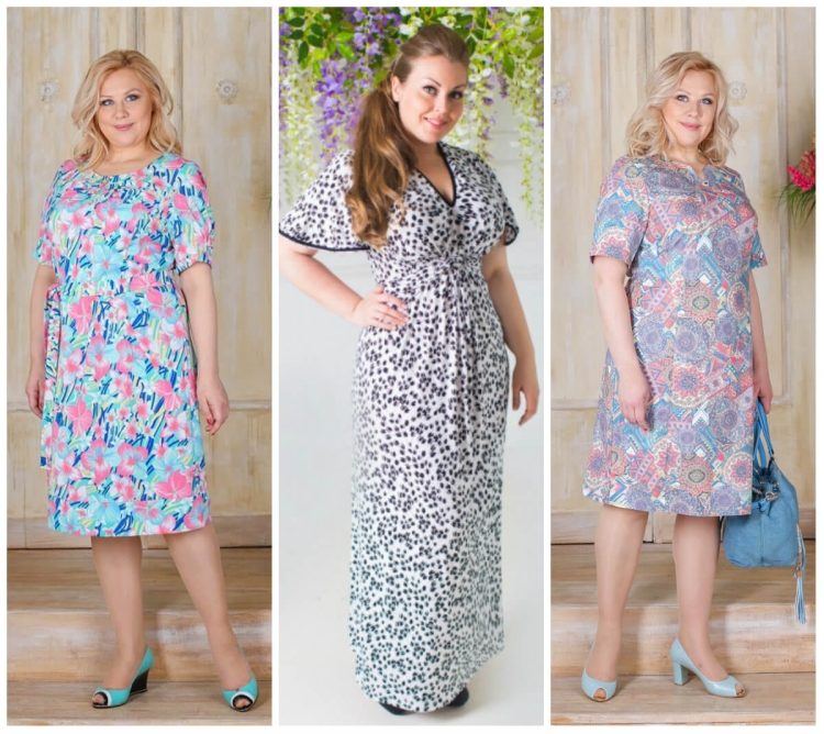 Фасон платья с принтом для полных
