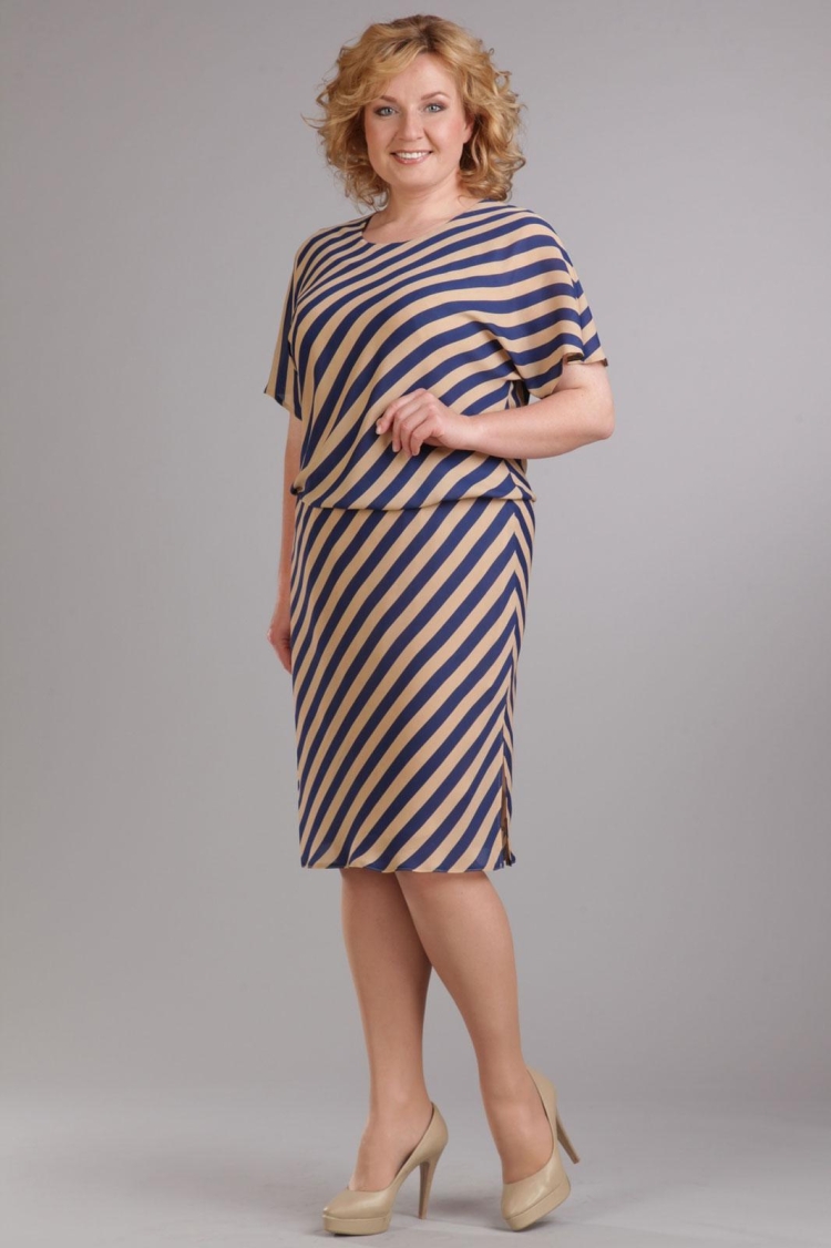 Платье в полоску летнее для полных