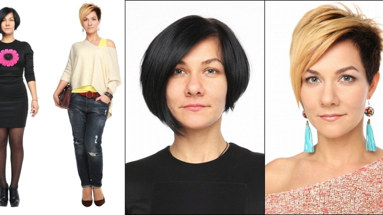 Короткие женские стрижки до и после