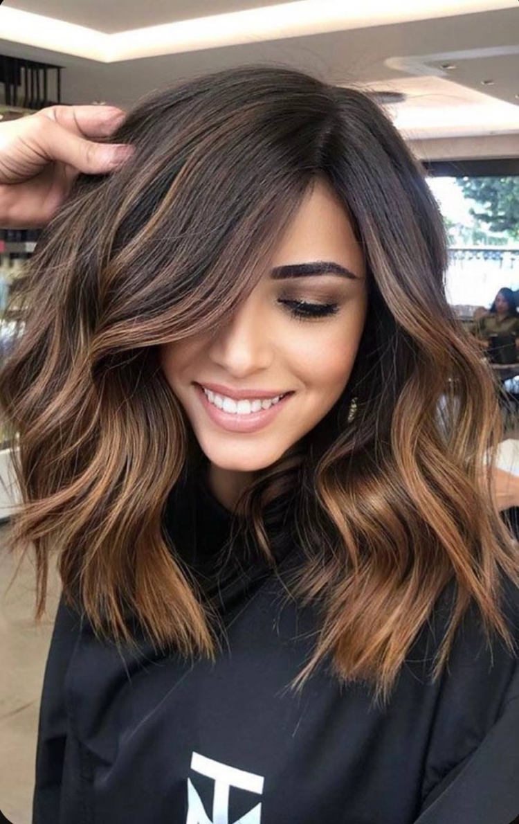 Балаяж окрашивание 2022 на темные волосы