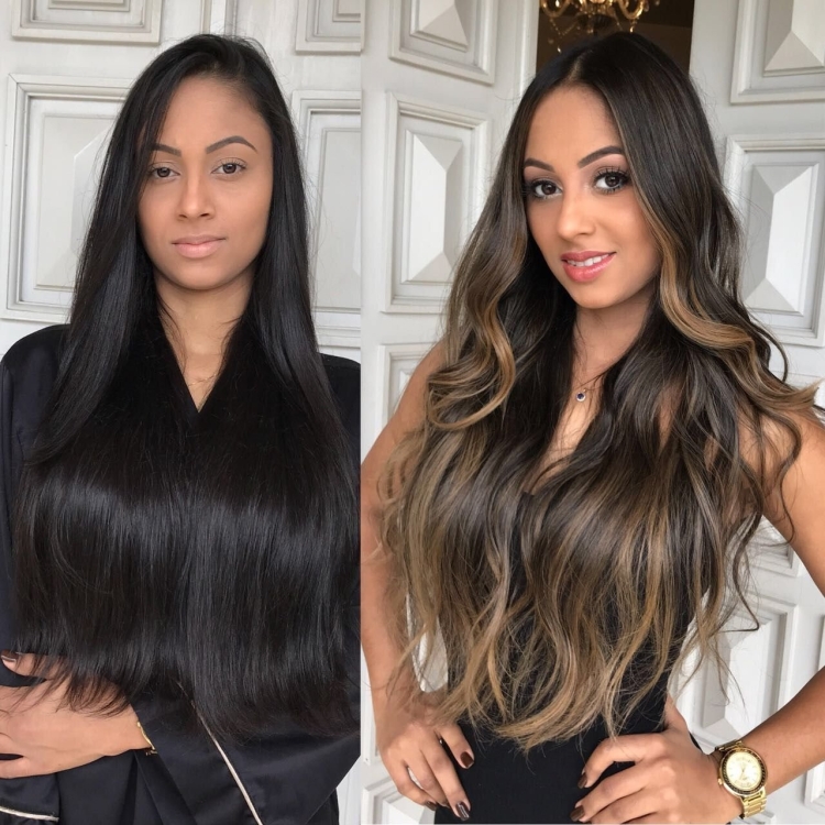 Наращивание белых прядей волос на темные волосы