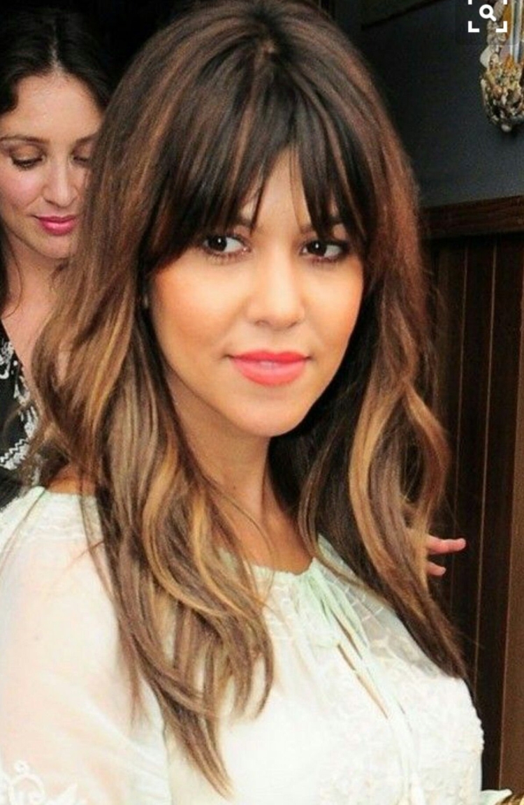 Окрашивание на длинные волосы с челкой