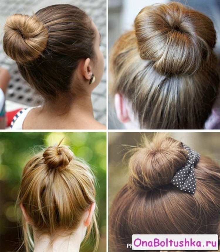 Причёски с бубликом на средние волосы