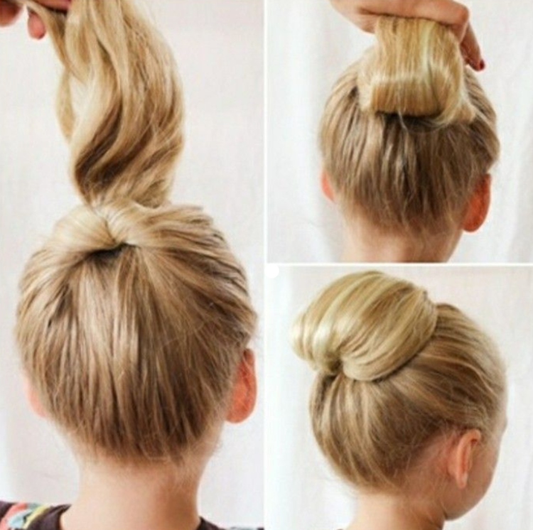 Красивые пучки на короткие волосы с резинкой