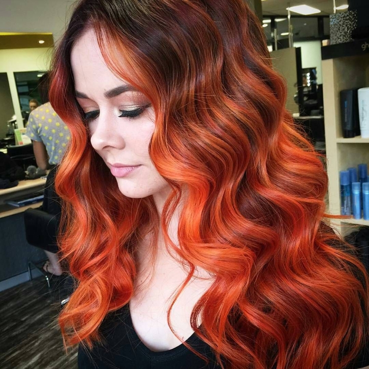 Окрашивание из темного в рыжий