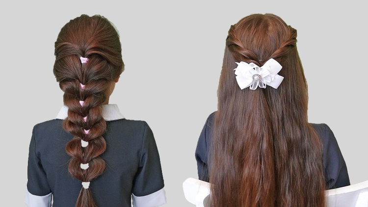Легкие прически в школу из 2 резинок