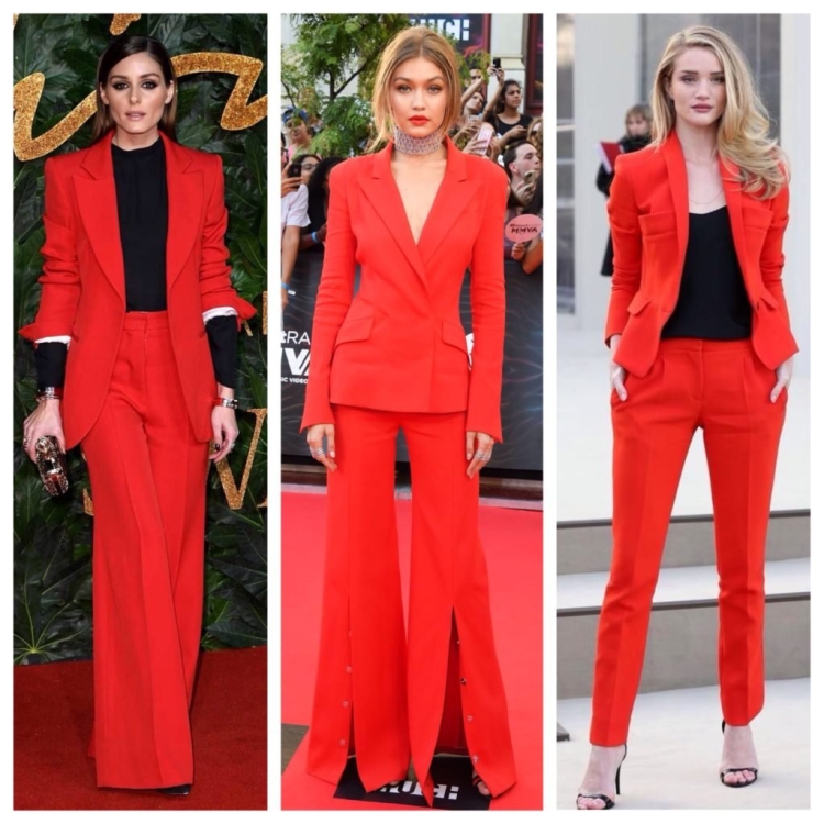 Маникюр под красный брючный костюм