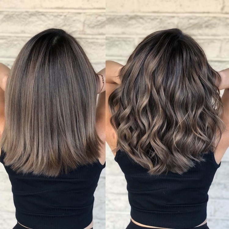 Балаяж окрашивание на темные волосы средней прямые