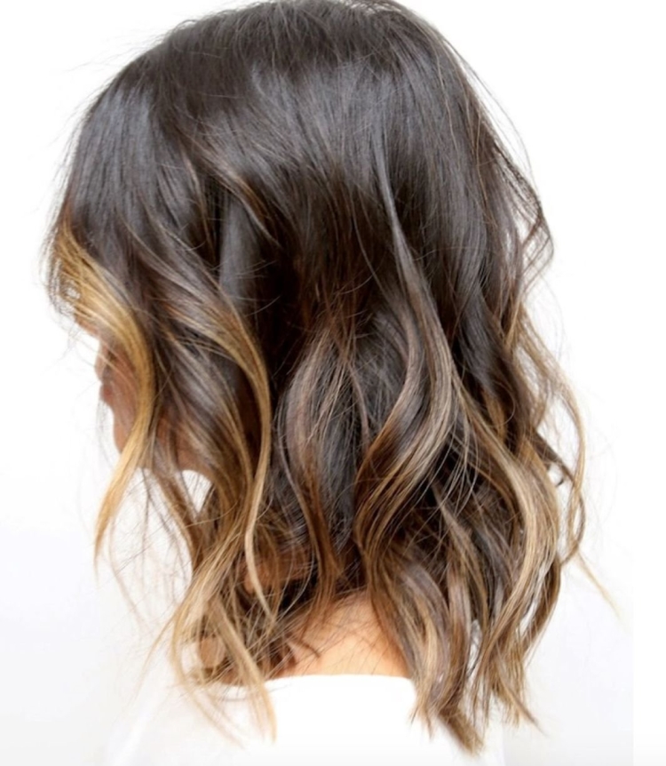 Балаяж на темные волосы до плеч