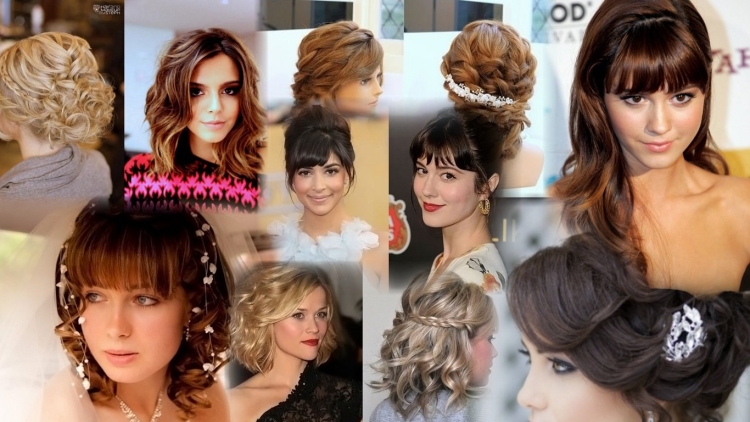 Торжественные прически на средние волосы с челкой