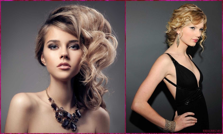 Прическа на Каскад вечерняя