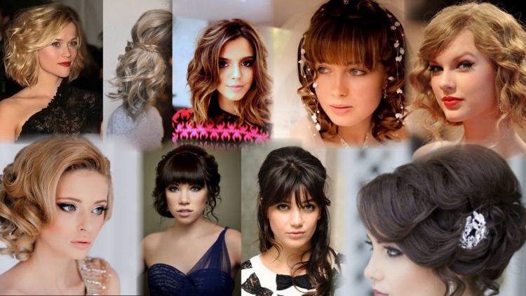 Праздничные причёски на средние волосы с чёлкой