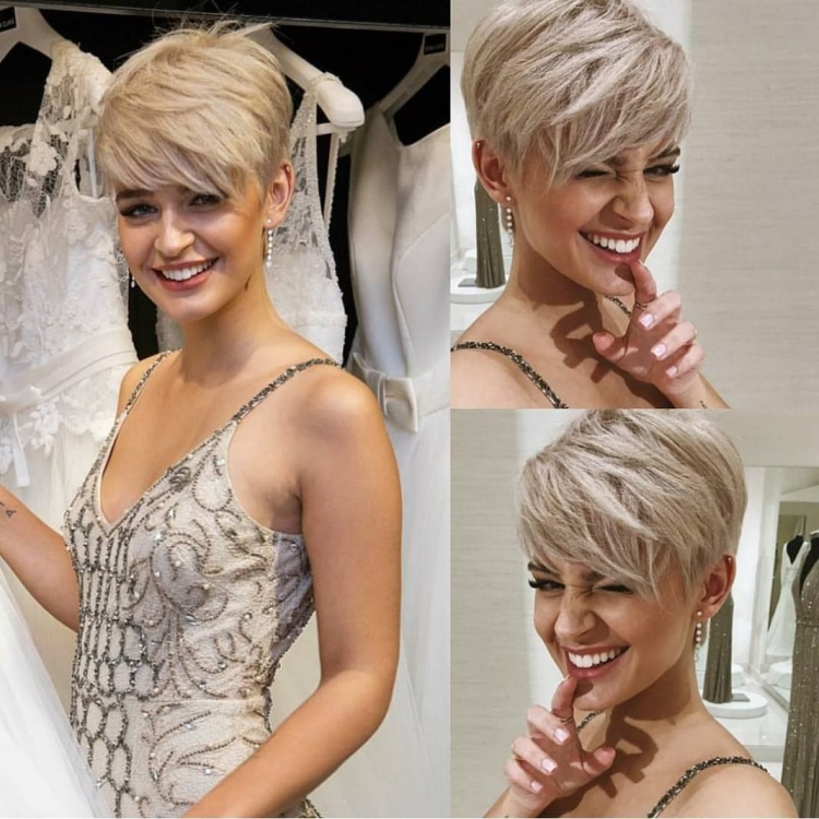 Пикси стрижка на короткие волосы с челкой