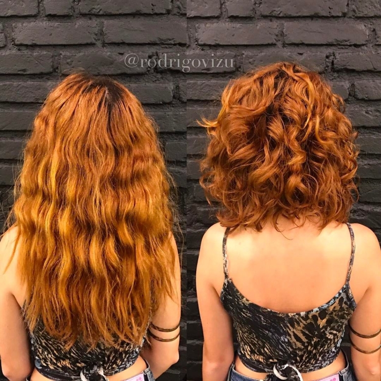 Каре на вьющиеся рыжие волосы