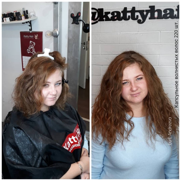 Наращивание волос на волнистые волосы